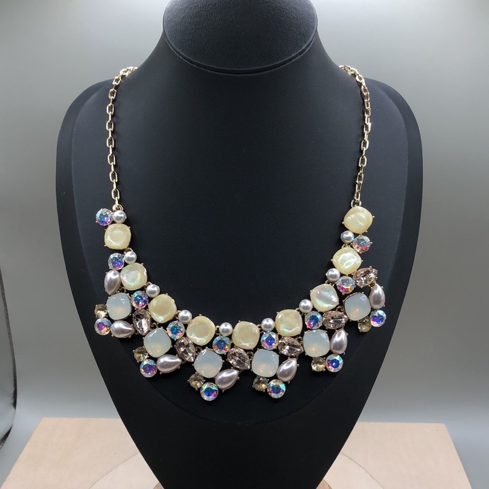 INC bejeweled bib necklace, dressy, statement style, jewel cluster.